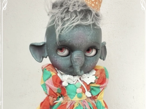 MARIE Vintage Circus Elephant girl Icy Doll/ Blythe custom doll ooak by Antique Shop Dolls